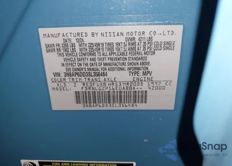 2025 Nissan Kicks Sr Intelligent Awd из США, поврежденный, VIN 3N8AP6DD3SL356484